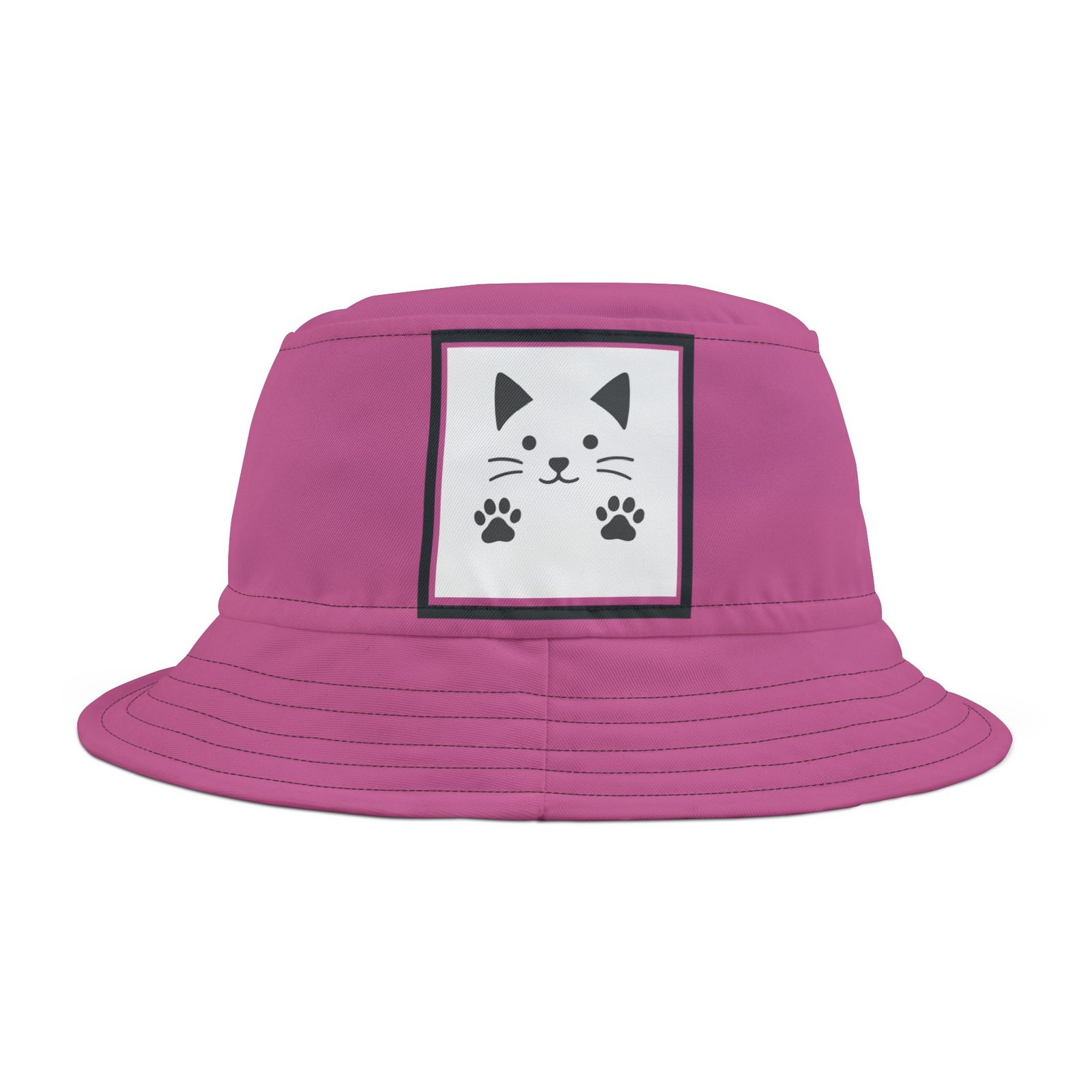 Pink  Cat  Colorful Retro Summer Bucket Hat - - Image 4