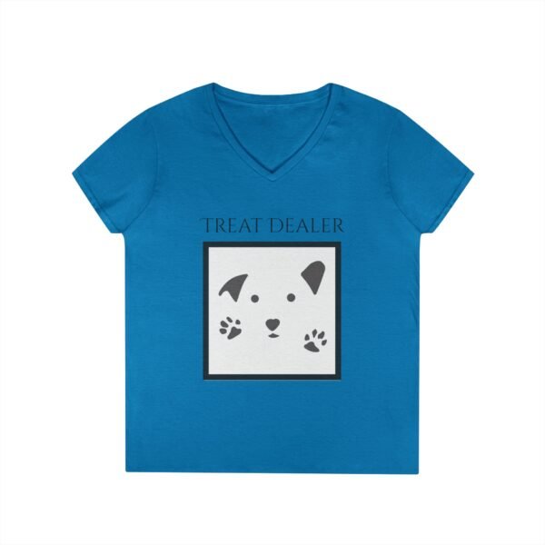 Funny Ladies' V-Neck T-Shirt - "Treat Dealer” - Image 4