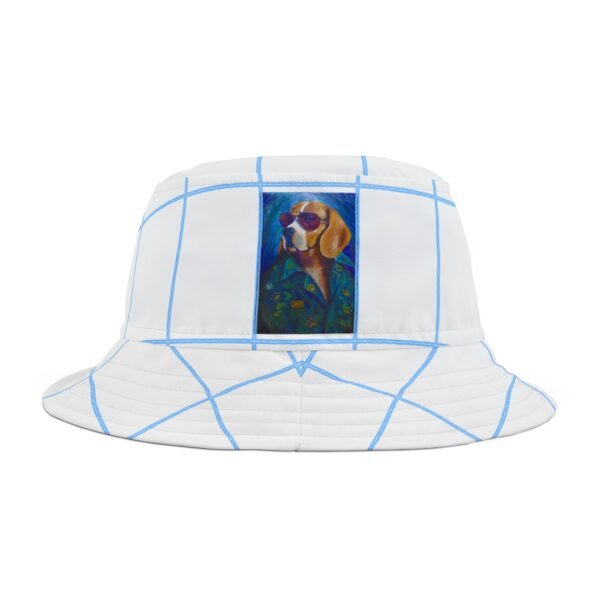 White and Blue The Leisure Hound Colorful Retro Summer Bucket Hat -