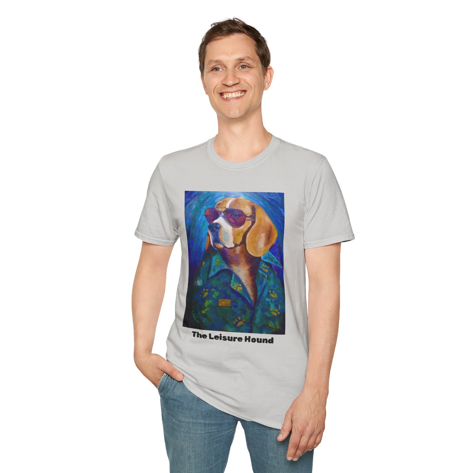 Dog Lover Unisex T-Shirt - The Leisure Hound, The Duke of Doggone Cool Design - Image 2