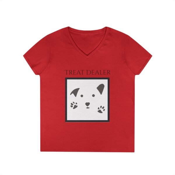 Funny Ladies' V-Neck T-Shirt - "Treat Dealer” - Image 40