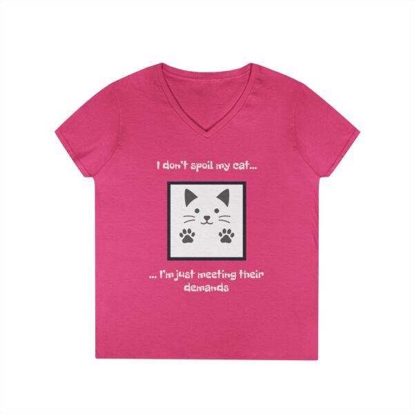 Cat Lover V-Neck T-Shirt - I don’t Spoil my Cat I am just meeting their demands - Image 34