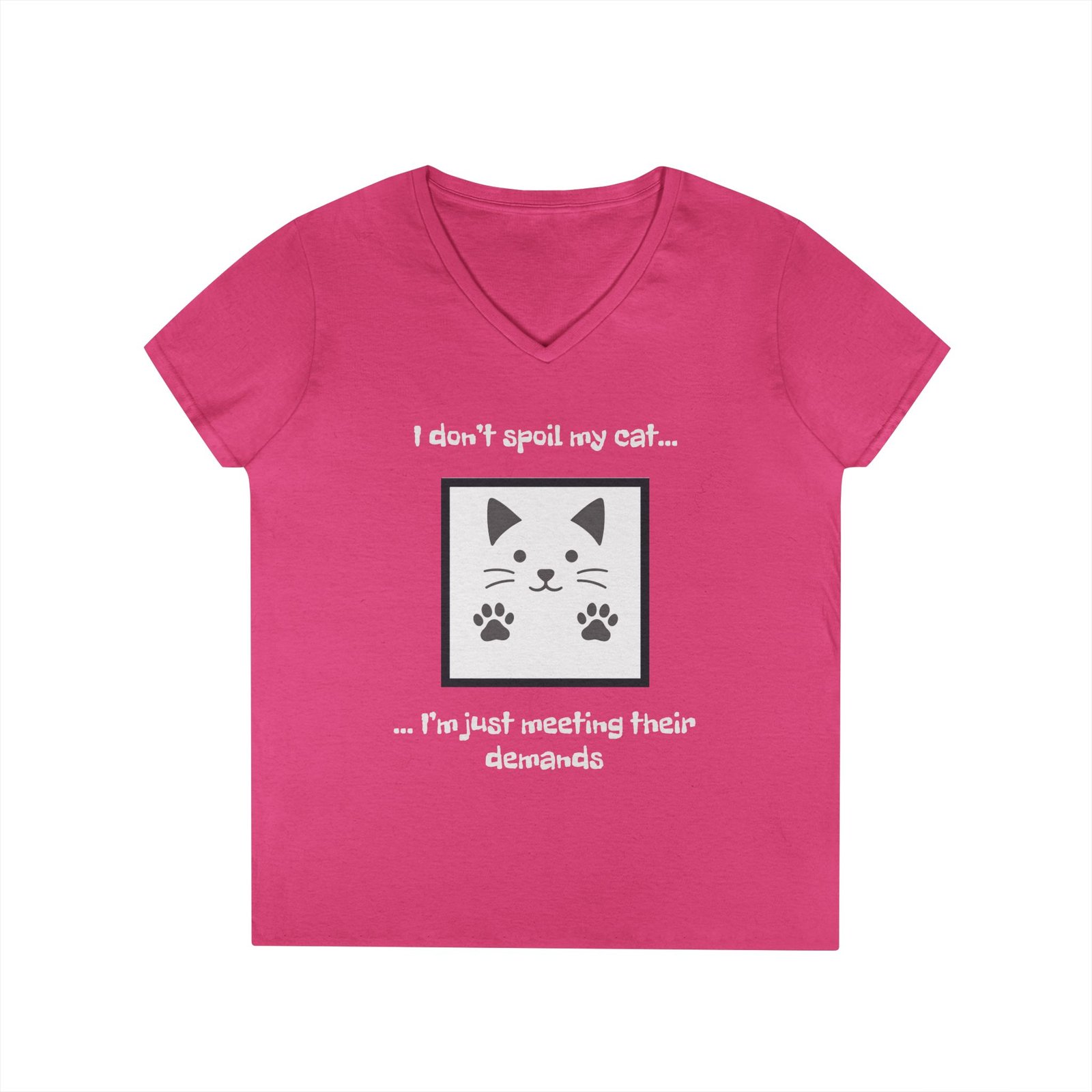 Cat Lover V-Neck T-Shirt - I don’t Spoil my Cat I am just meeting their demands - Image 34