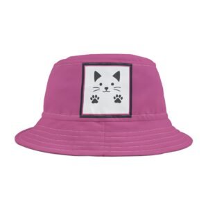 Pink  Cat  Colorful Retro Summer Bucket Hat -