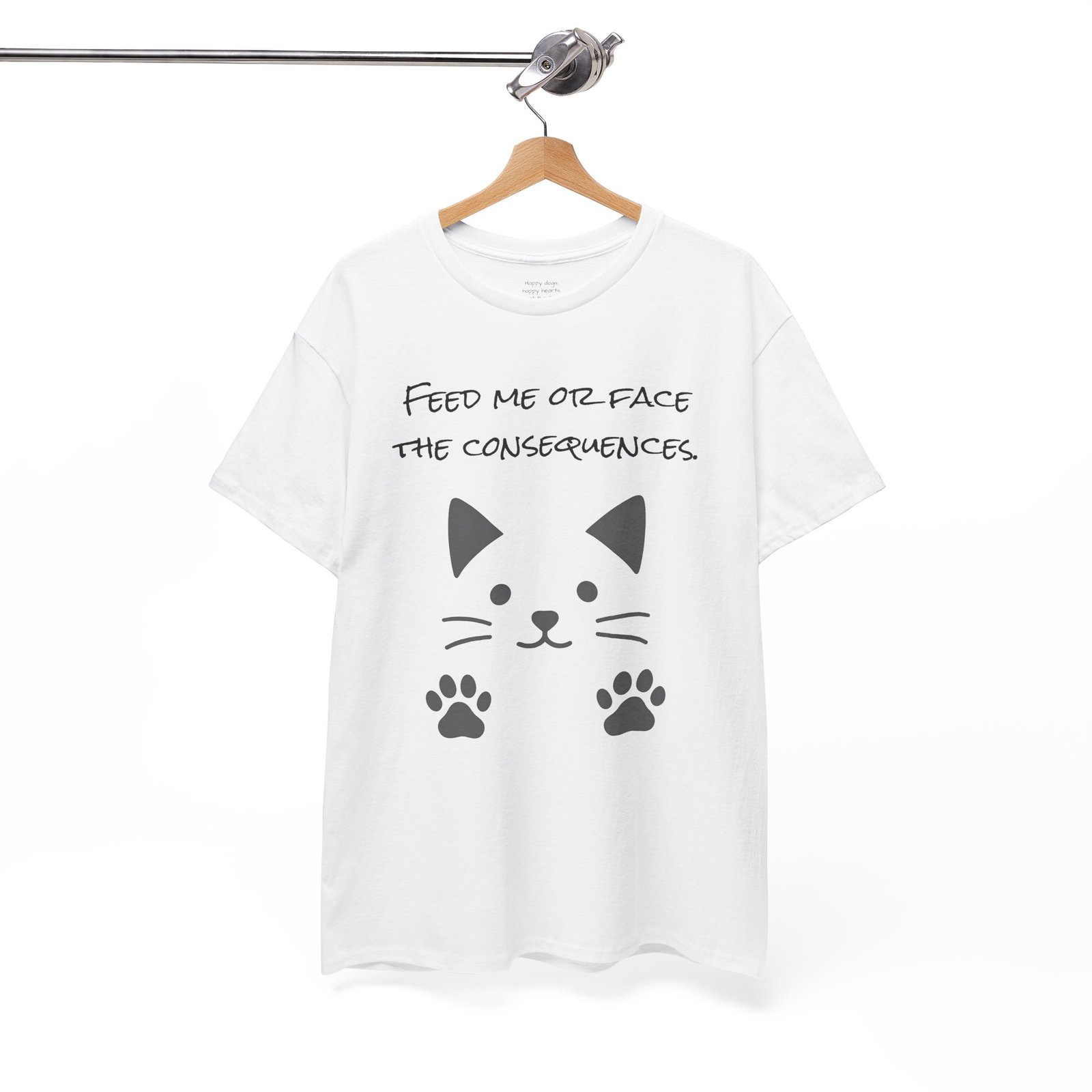 Cat Face Unisex Tee - Feed Me or Face the Consequences - Image 4