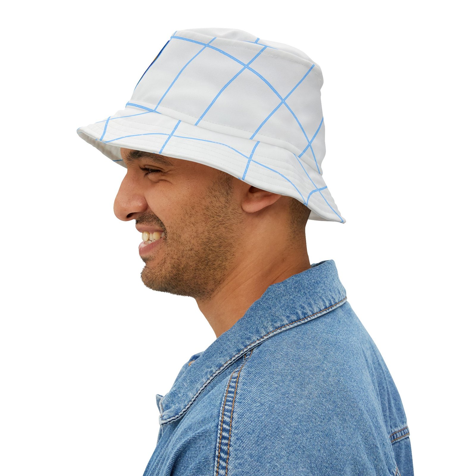 White and Blue The Leisure Hound Colorful Retro Summer Bucket Hat - - Image 3