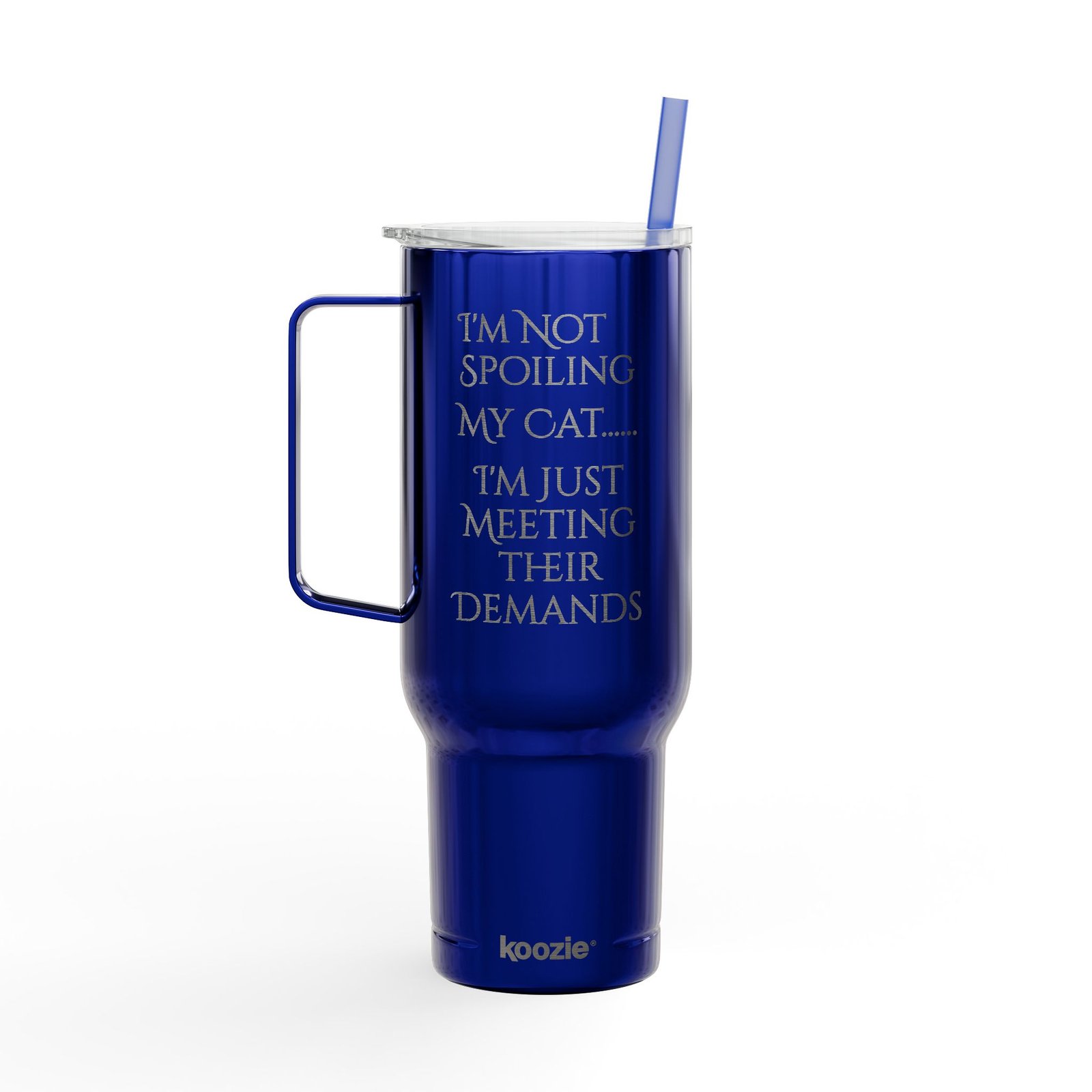 Tumbler Insulated with Lid - Cat Demands Engraved Design - Image 8