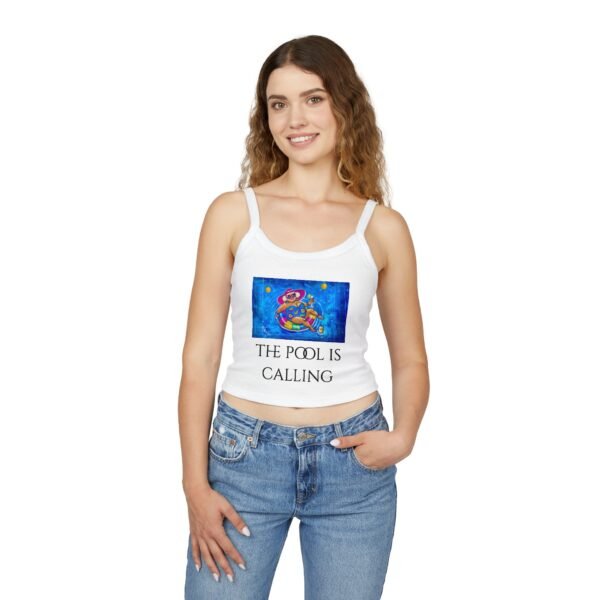 The Pool is Calling!  Tank Top for Women - Spaghetti Strap - Image 3