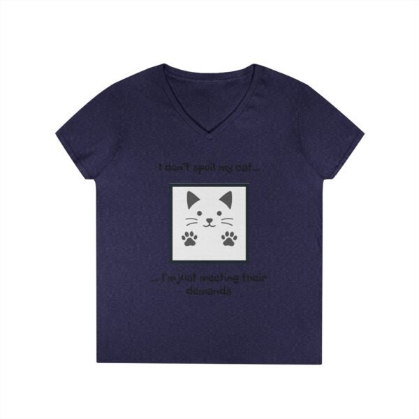 Cat Lover V-Neck T-Shirt - I don’t Spoil my Cat I am just meeting their demands - Image 25