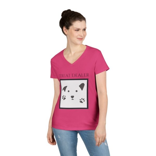 Funny Ladies' V-Neck T-Shirt - "Treat Dealer” - Image 39