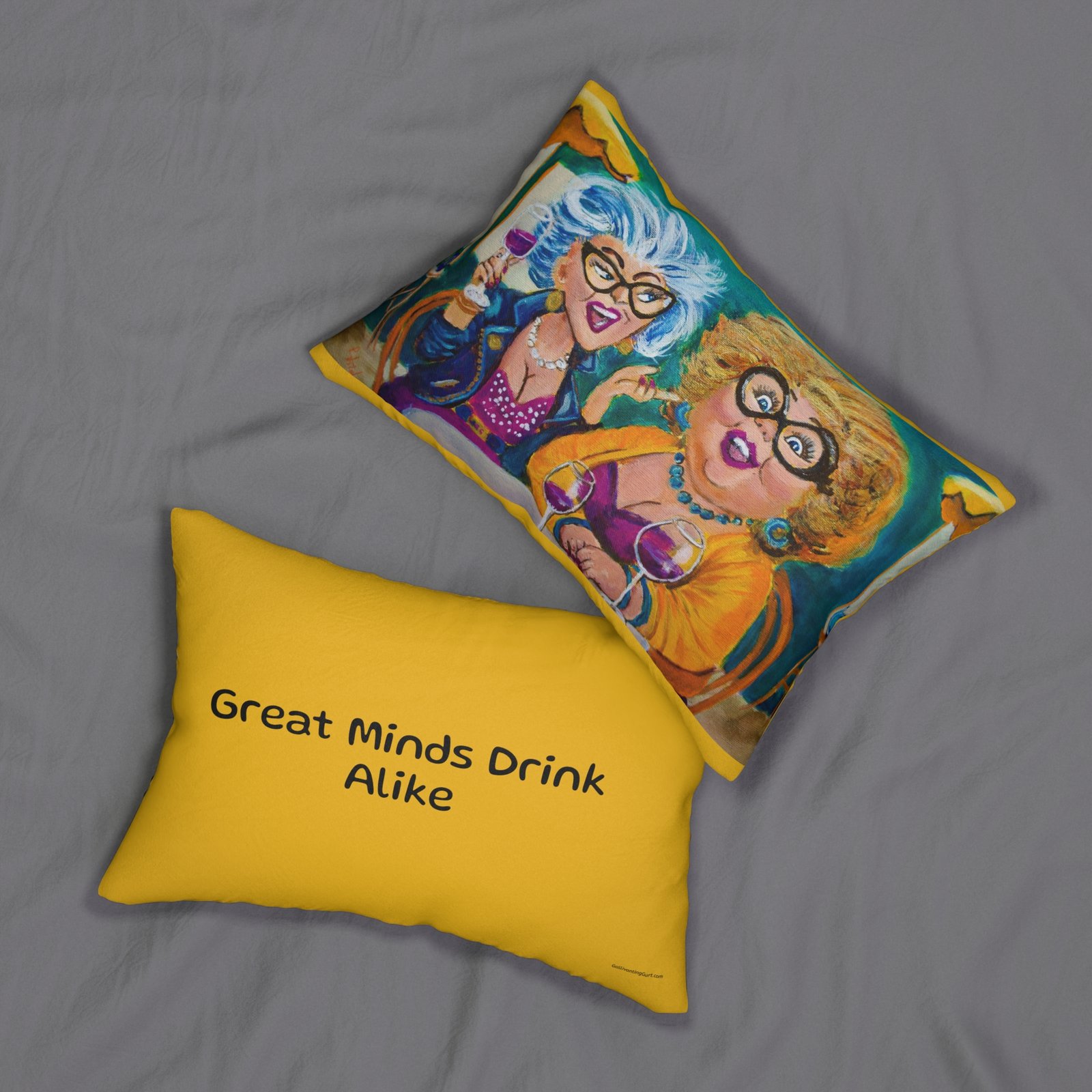 Great Minds Drink Alike Funny Wine-Themed Lumbar Pillow, Decorative Throw Pillow, Couch Cushion, Home Bar Décor, Gift for Wine Lovers, Unique Home Accents - Image 4
