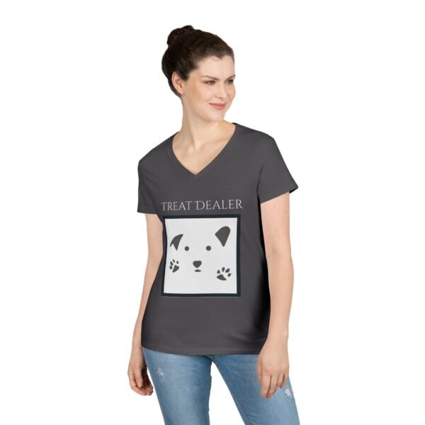 Funny Ladies' V-Neck T-Shirt - "Treat Dealer” - Image 21