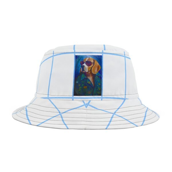 White and Blue The Leisure Hound Colorful Retro Summer Bucket Hat - - Image 4