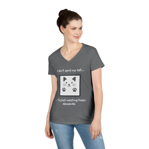 Cat Lover V-Neck T-Shirt - I don’t Spoil my Cat I am just meeting their demands - Image 15