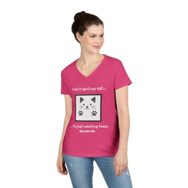 Cat Lover V-Neck T-Shirt - I don’t Spoil my Cat I am just meeting their demands - Image 36