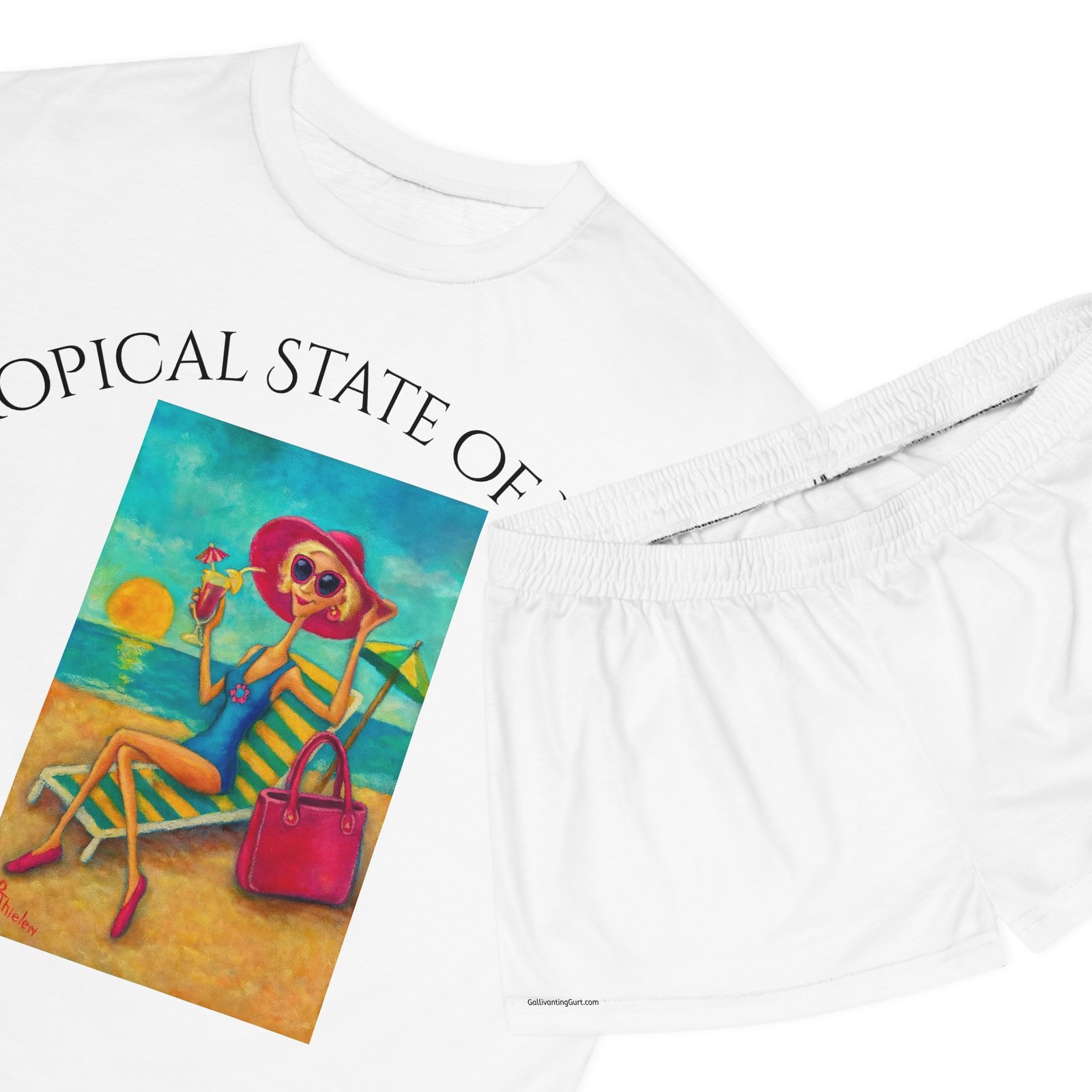 Short Pajama Set - Tropical State of Mind Women's PJ Set - Image 3