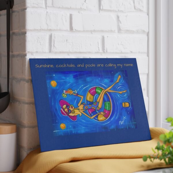 Copy of Fun Glass Cutting Board for Summer Sunshine, cocktails, and pools are calling my name - Perfect Gift for Friends, Kitchen Decor, Unique Cooking Gift, Wine Night Accessory - Image 5