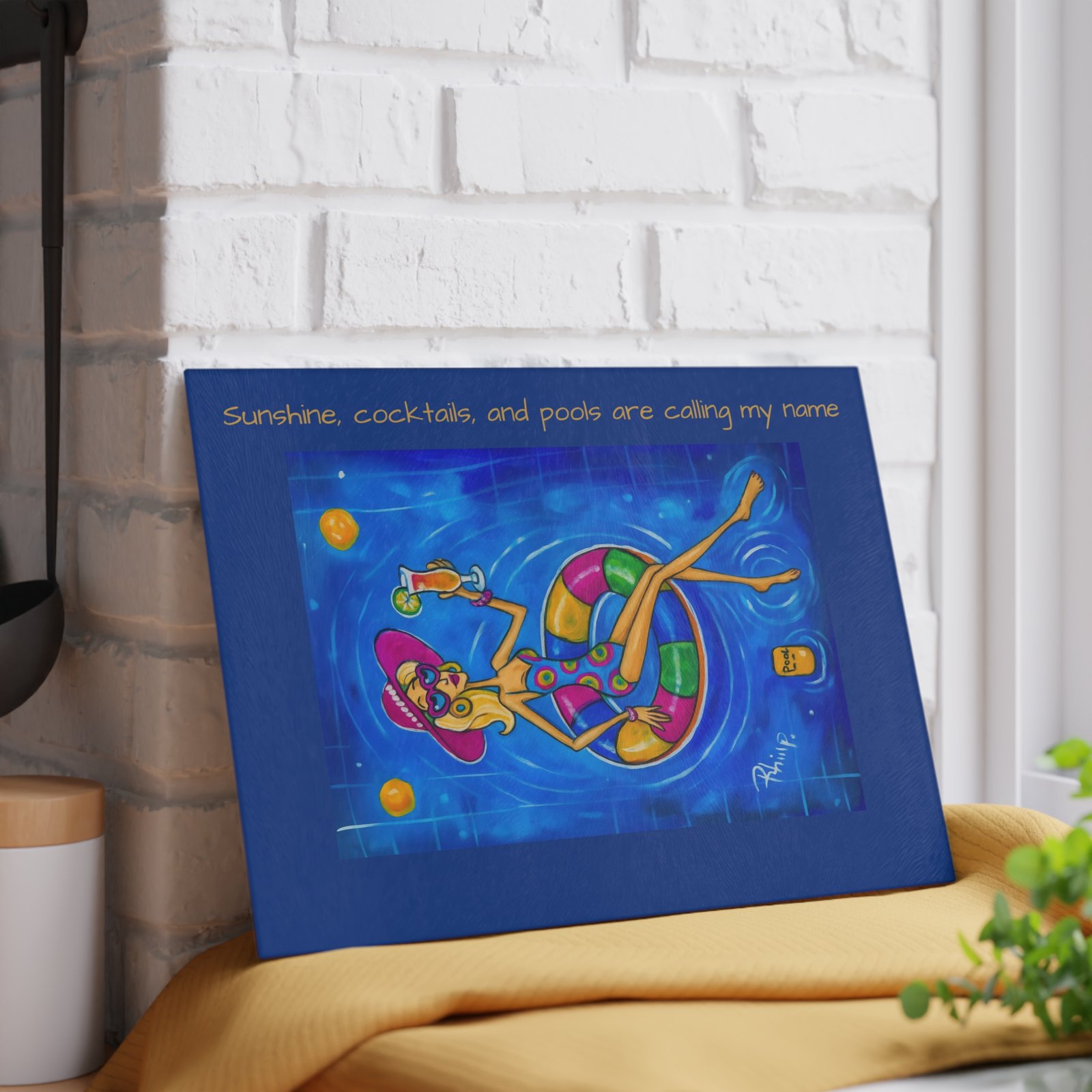 Copy of Fun Glass Cutting Board for Summer Sunshine, cocktails, and pools are calling my name - Perfect Gift for Friends, Kitchen Decor, Unique Cooking Gift, Wine Night Accessory - Image 5