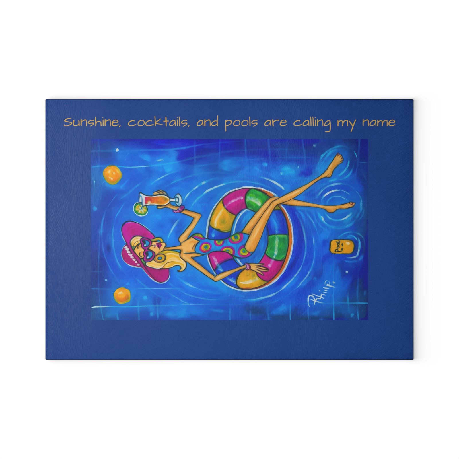 Copy of Fun Glass Cutting Board for Summer Sunshine, cocktails, and pools are calling my name - Perfect Gift for Friends, Kitchen Decor, Unique Cooking Gift, Wine Night Accessory - Image 2