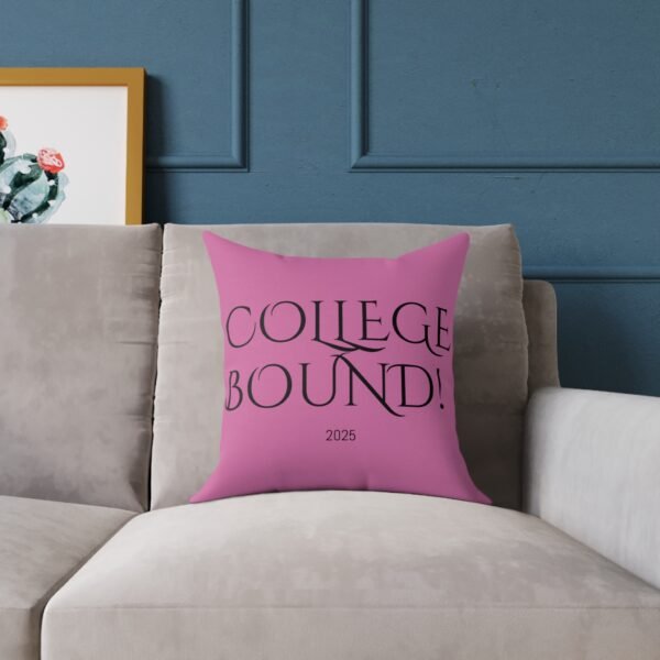 Copy of College Bound Square Poly Canvas Pillow, Decorative Pillow for your college bound , Fun Dorm Decor, Gift for Golf Enthusiasts, Bright Blue Golf Art - Image 3
