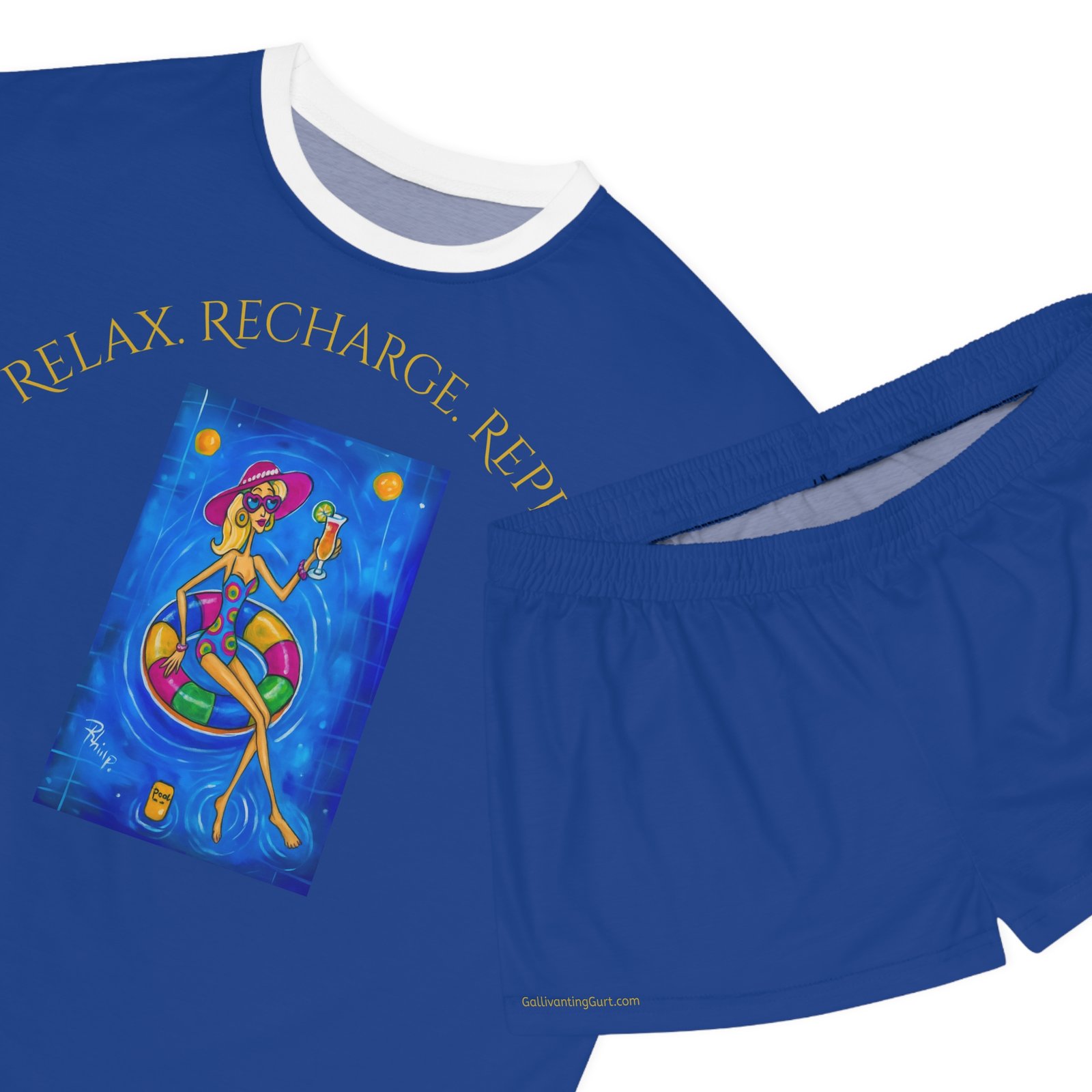 Short Pajama Set - Relax. Recharge. Repeat Women's PJ Set - Image 3