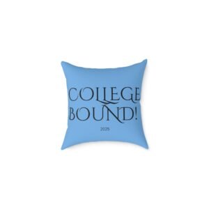 College Bound Square Poly Canvas Pillow, Decorative Pillow for your college bound , Fun Dorm Decor, Gift for Golf Enthusiasts, Bright Blue Golf Art