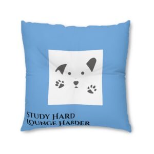 Copy of Cozy Tufted Floor Pillow - 'Study Hard, Lounge Harder', with the Gud Cat Decorative Cushion, Home Décor, Relaxation Gifts, Cozy Living Room Accent