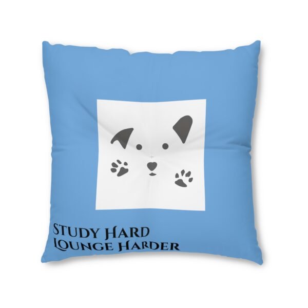 Copy of Cozy Tufted Floor Pillow - 'Study Hard, Lounge Harder', with the Gud Cat Decorative Cushion, Home Décor, Relaxation Gifts, Cozy Living Room Accent