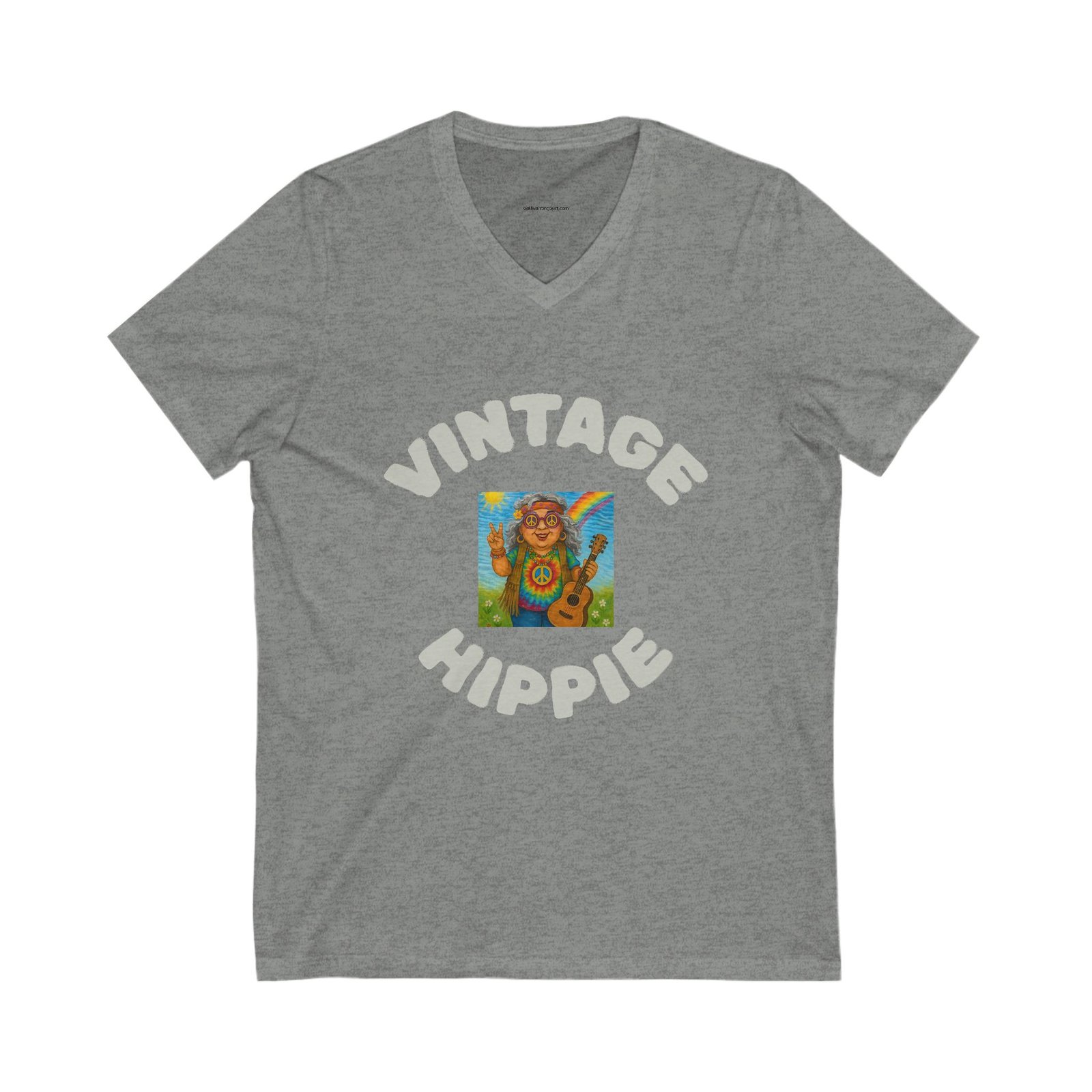 Vintage Hippie - Gurt V-Neck Tee, Unisex Retro Shirt, Ideal for Festivals, Gifts for Hippie Friends, Boho Style, Casual Wear - Image 3