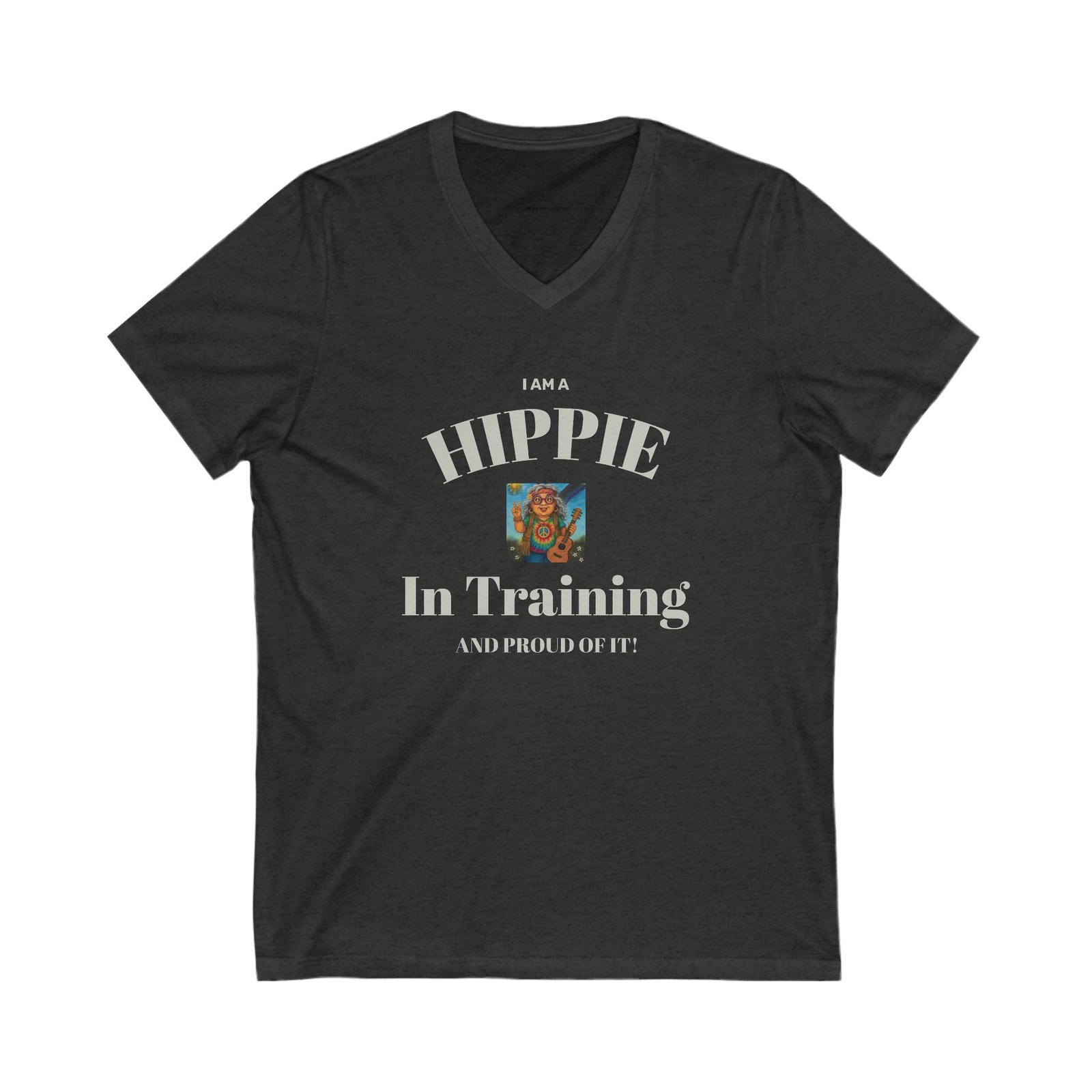 Dark Hippie In Training V-Neck Tee, Unisex Retro Shirt, Ideal for Festivals, Gifts for Hippie Friends, Boho Style, Casual Wear - Image 3