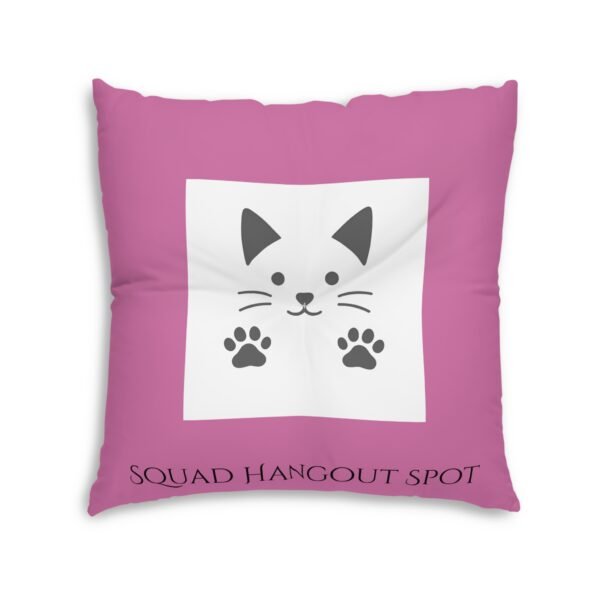 Cozy Tufted Floor Pillow - 'Study Hard, Lounge Harder', with the Gud Cat Decorative Cushion, Home Décor, Relaxation Gifts, Cozy Living Room Accent - Image 2