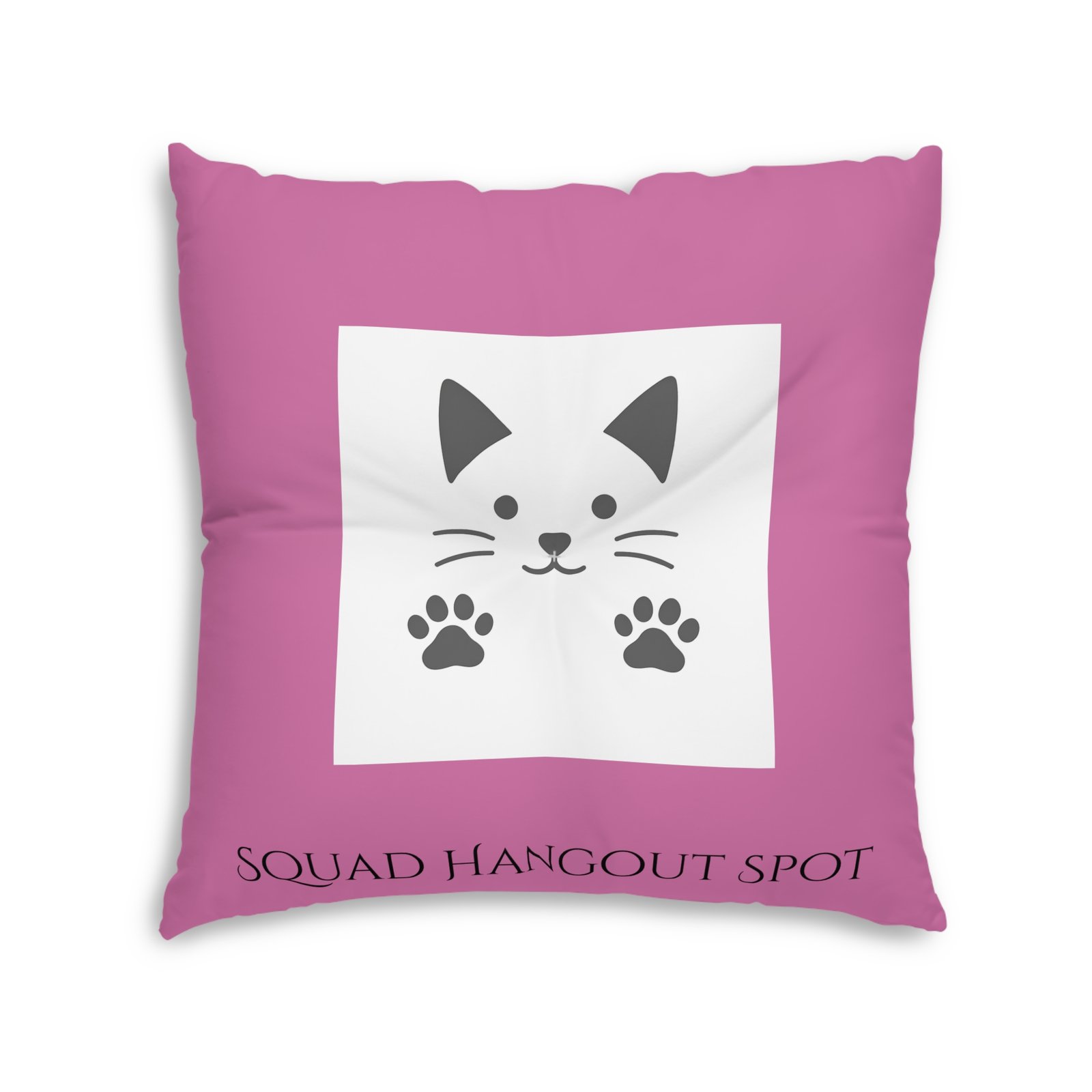 Cozy Tufted Floor Pillow - 'Study Hard, Lounge Harder', with the Gud Cat Decorative Cushion, Home Décor, Relaxation Gifts, Cozy Living Room Accent - Image 2