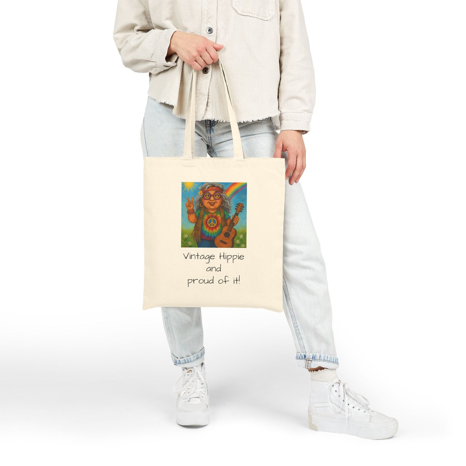 Tote Bag Vintage Hippie And Proud of It We Understand the Assignment - Image 3