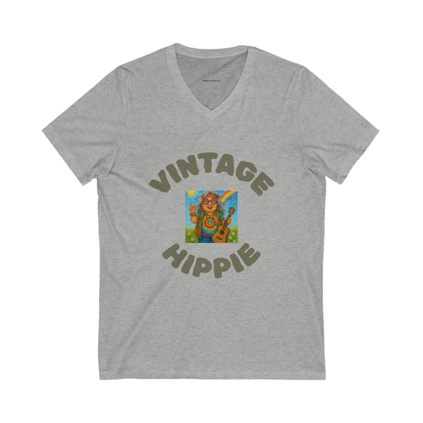 Vintage Hippie - Gurt V-Neck Tee, Unisex Retro Shirt, Ideal for Festivals, Gifts for Hippie Friends, Boho Style, Casual Wear