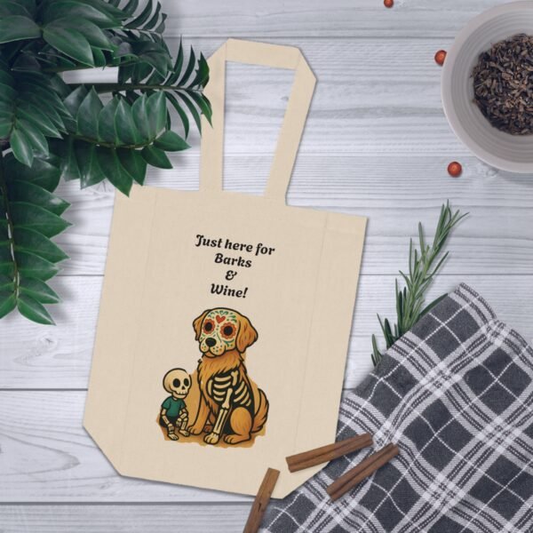 Double Wine Tote Bag - Just here for the Barks & Wine Perfect for Wine Lovers, Gifts, Parties, Celebrations, and Everyday Use, Stylish Wine Carrier - Image 3