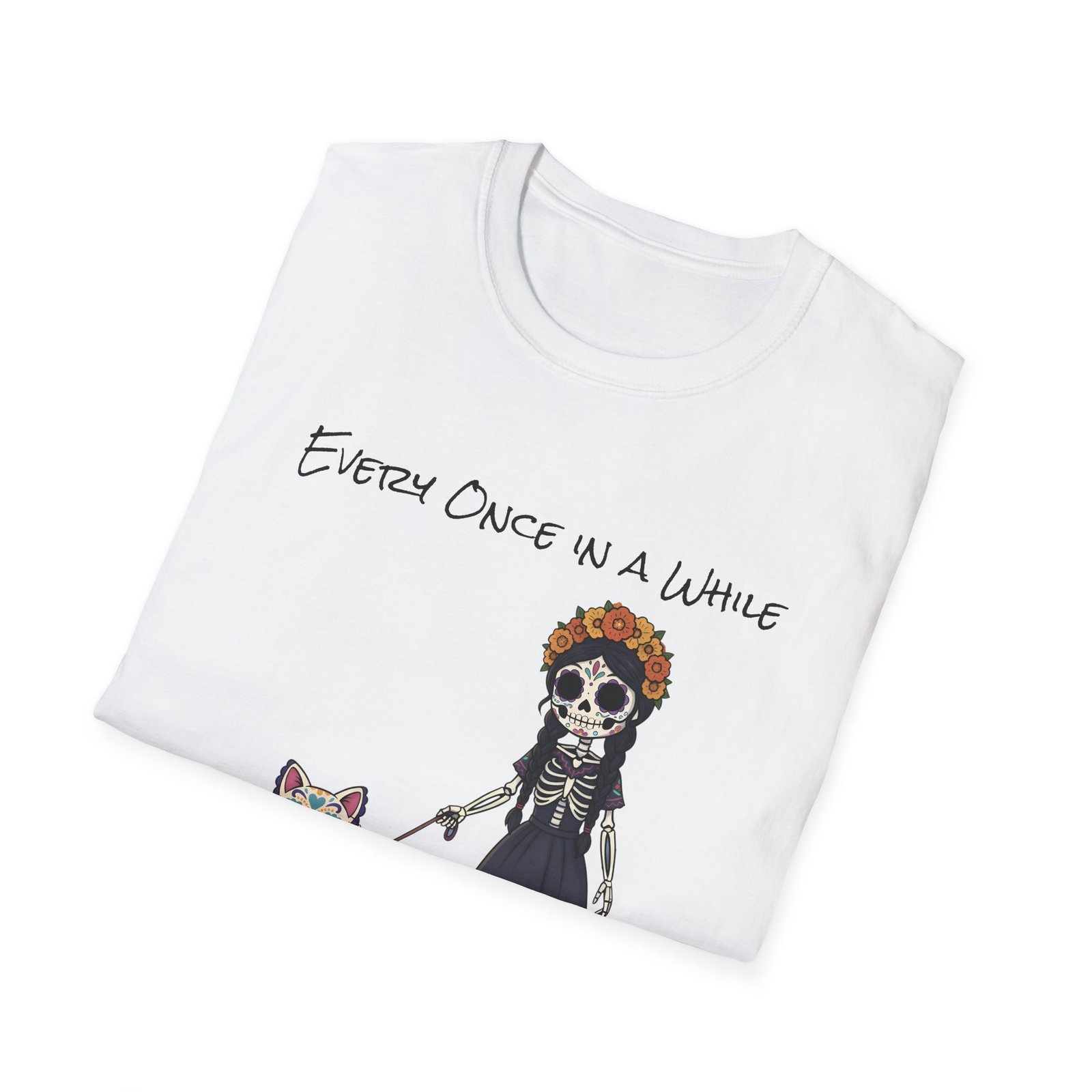 Halloween Pet Graphic Tee  Sugar Skull, Cat  Lovers Gift, Unisex Softstyle T-Shirt, Fall Fashion - Image 4