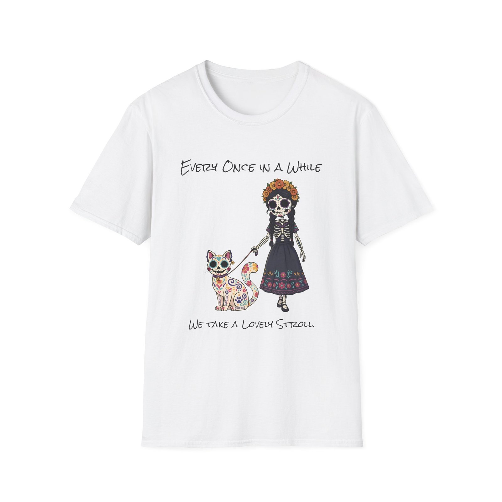 Halloween Pet Graphic Tee  Sugar Skull, Cat  Lovers Gift, Unisex Softstyle T-Shirt, Fall Fashion
