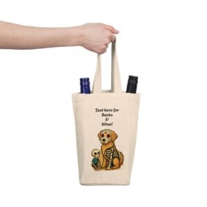 Double Wine Tote Bag - Just here for the Barks & Wine Perfect for Wine Lovers, Gifts, Parties, Celebrations, and Everyday Use, Stylish Wine Carrier