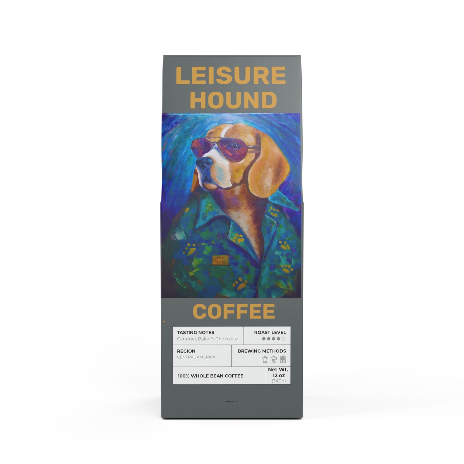 Flathead Valley Coffee Blend (Medium-Dark Roast). Start your day with Leisure Hound and Help some senior Hounds!
