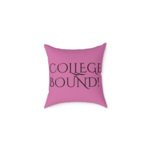 College Bound Square Poly Canvas Pillow, Pink