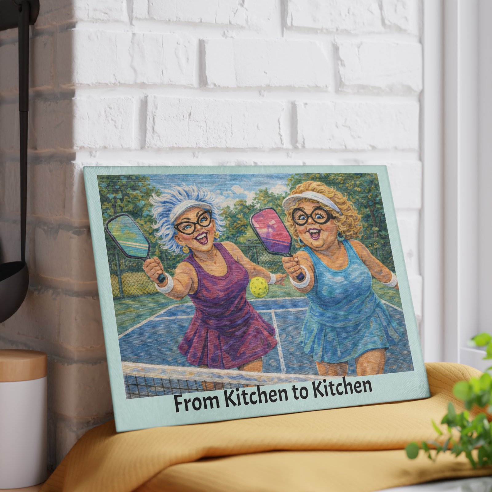 Pickleball Besties Glass Cutting Board — "From Kitchen to Kitchen” - Image 4